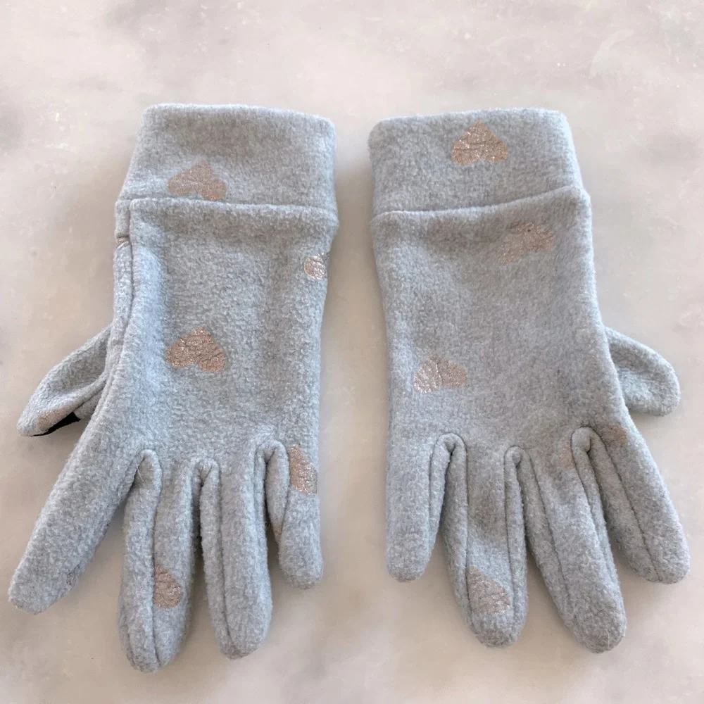 GAP Kids Smartohone Gloves with hearts. Gray. S